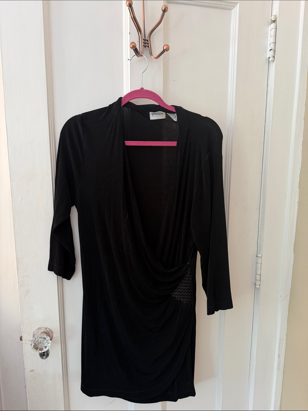 Chico's Black Draped Mini Dress